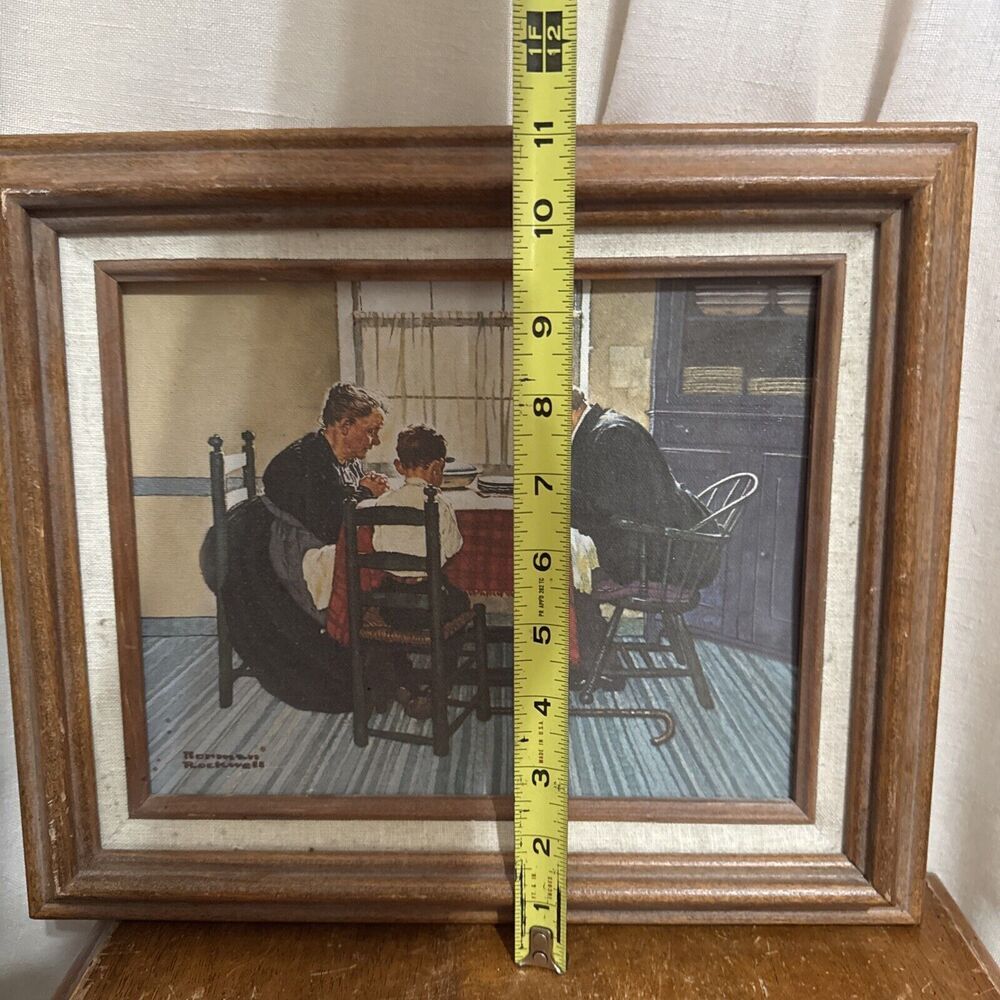 VINTAGE NORMAN ROCKWELL "FAMILY GRACE" Canvas Reproduction - Picture 8 of 9